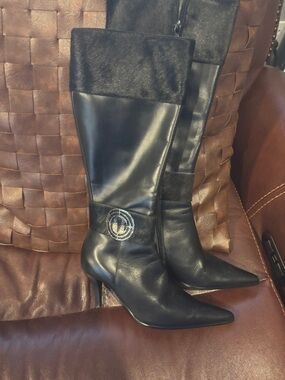 Patricia Pancaldi Women’s Black Leather Knee-High Stiletto Boots